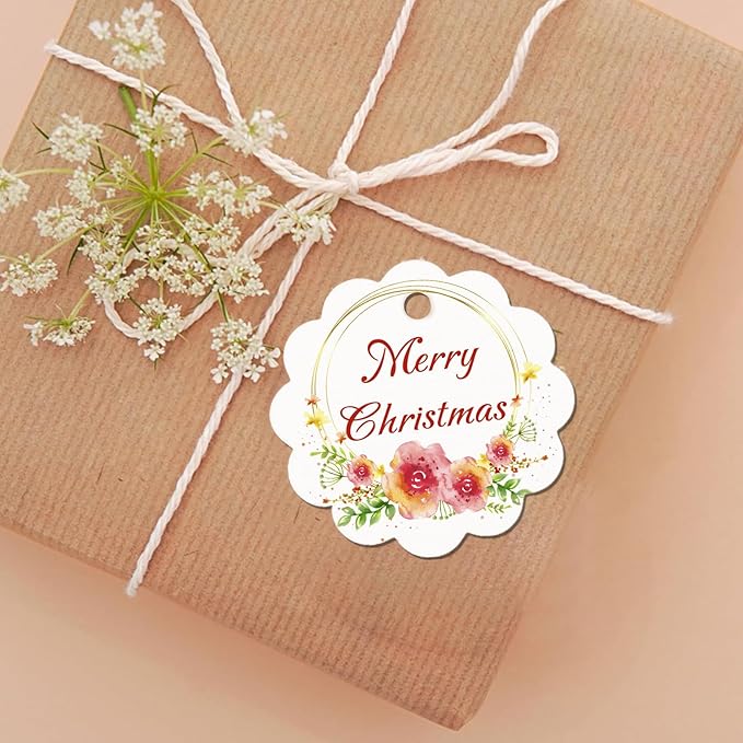 Personalized Gift Tags with String Custom Hang Tags with Your Logo/Text Small Card Party Decoration Paper Gift Tags for Birthday Wedding Christmas