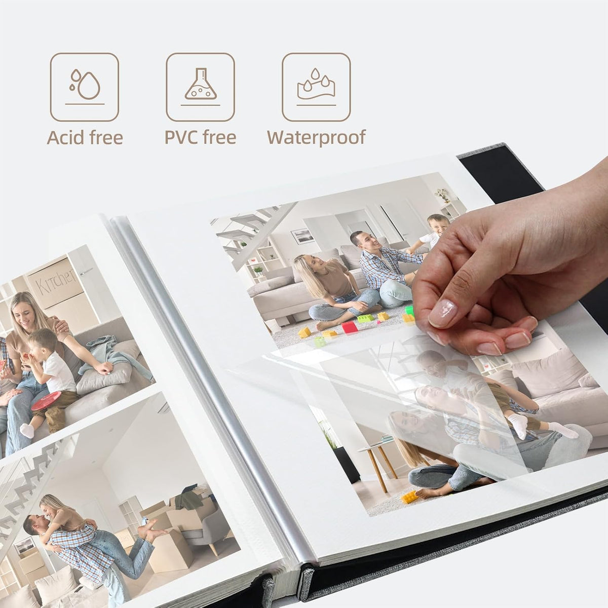 Vienrose Self Adhesive Photo Album, 60 Pages, 11 x 10.6 in, Beige