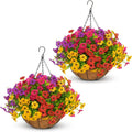 2 set artificial hanging flowers with baskets for, main product view