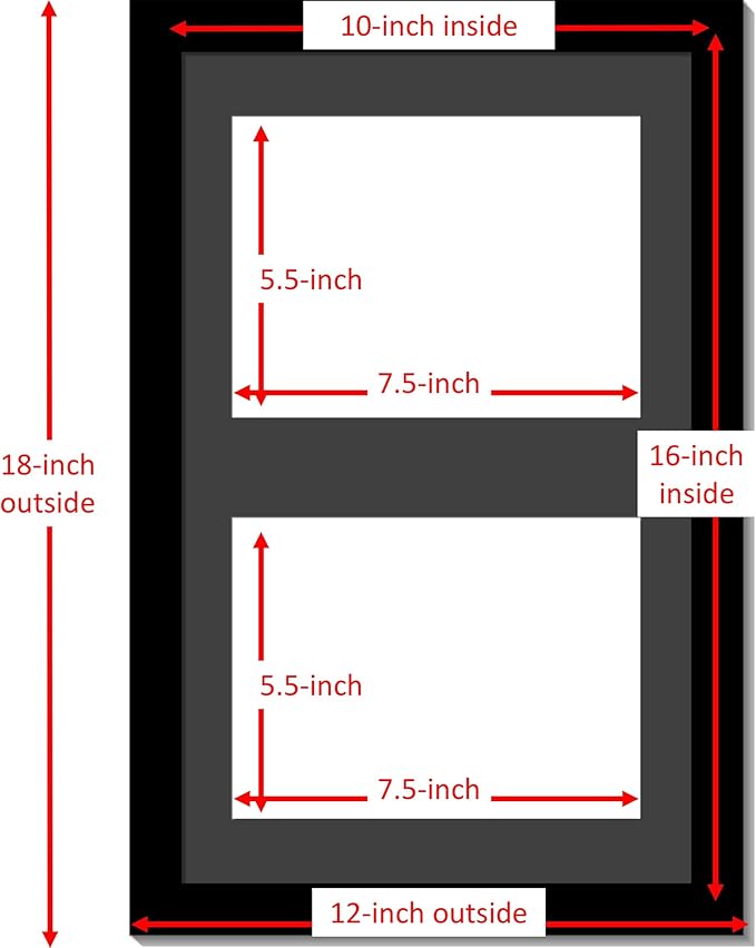 Creative Picture Frames 10X16Bk-B Black Vertical Double Diploma Frame With 2 Opening Black Matting | Holds 2-6X8-Inch Documents With Installed Wall Hanger