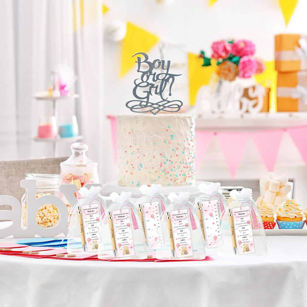 30 Sets Winnie Baby Shower Favors, The Pooh Babies Shower Gift for Guests, Includes 30 Babies Ballpoint Pens 30 Winnie Thank You Bookmarks 30 Organza Bags for Winnie Gender Reveal Gifts Guest Prizes