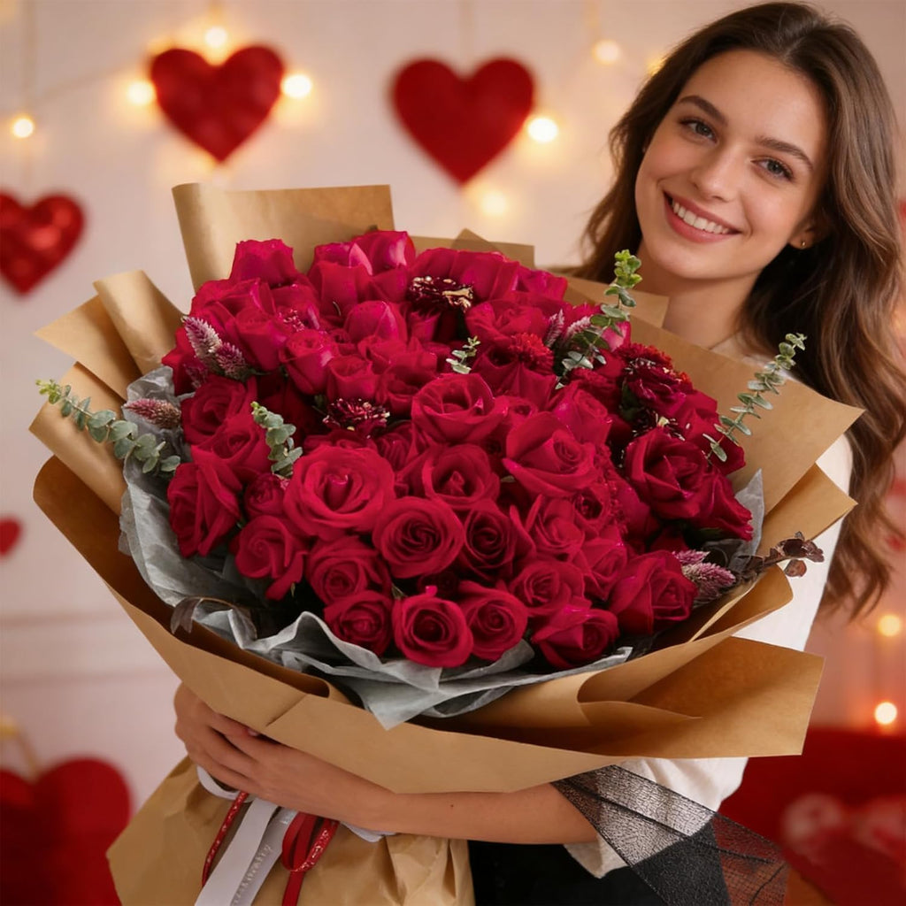 red fake roses artificial flowers bulk fake flowers, side view
