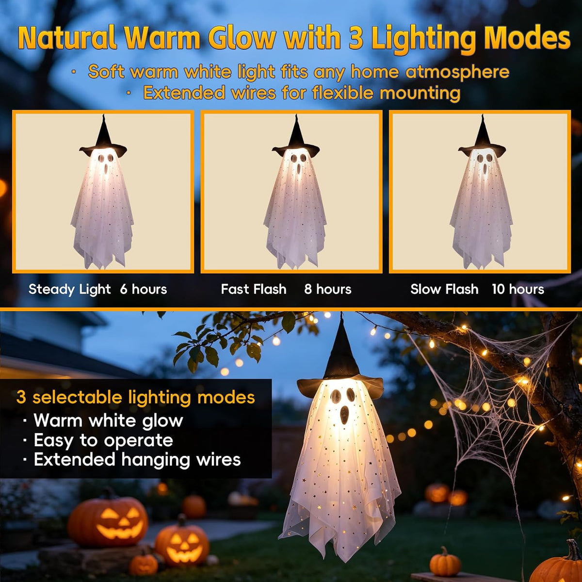 halloween decorations swinging ghost outdoor decor, side view