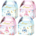 Nezyo 60 Pcs Princess and Prince Treat Boxes - Pink & Blue Crown Cardboard Goodie Boxes for Birthday Party Favors (Prince and Princess)