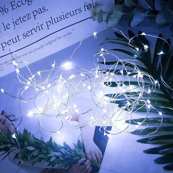 ZNYCYE 50 LED Fairy Lights with Timer, 8.2Ft 8 Modes Battery Operated, 4 Pack Mini Led String Lights for DIY Wedding Bedroom Mason Jar Vases Table Party Christmas Decoration (Cool White)
