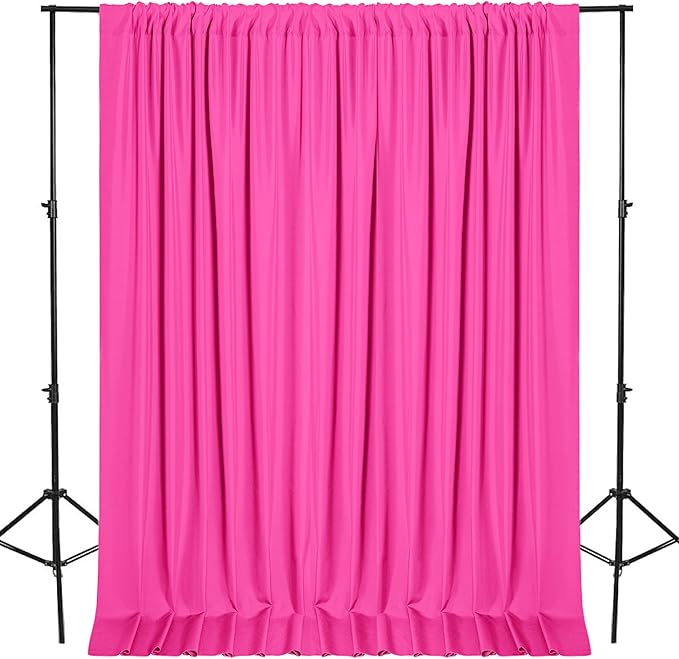 DWCN 10x7 FT Backdrop Curtains for Parties, Photography Backdrop Drapes with Rod Pockets for Wedding Decorations Stage Birthday Family Gatherings, 2 Panels 5ft x 7ft, Fuchsia