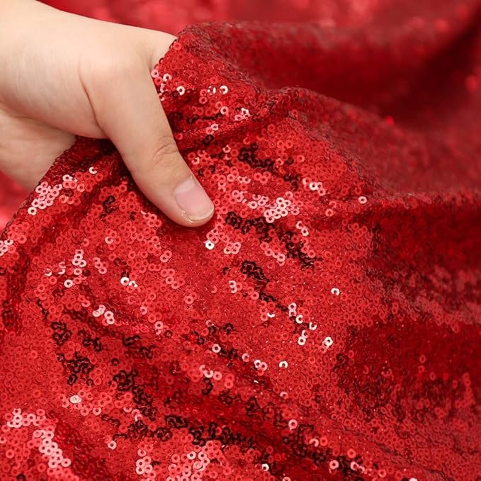 Poise3EHome Red Sequin Backdrop,8FT x 10FT Sequin Photography Backdrop Curtain for Party Decoration, Red