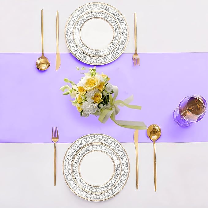 SHEJIZE 20 Pack Lavender Satin Table Runner 12x108 Inches Long, Bright Silky Smooth Satin Table Runner Table Decor for Wedding Banquet Christmas Prom Event Birthday Party