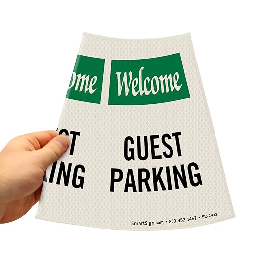SmartSign 6-Pack "Welcome - Guest Parking" Reflective Cone Message Sleeve Collar, 360-Degree Visibility, Non-Adhesive Vinyl Signs for Traffic Safety Cones, 3-Side Print [Cone Not Included]
