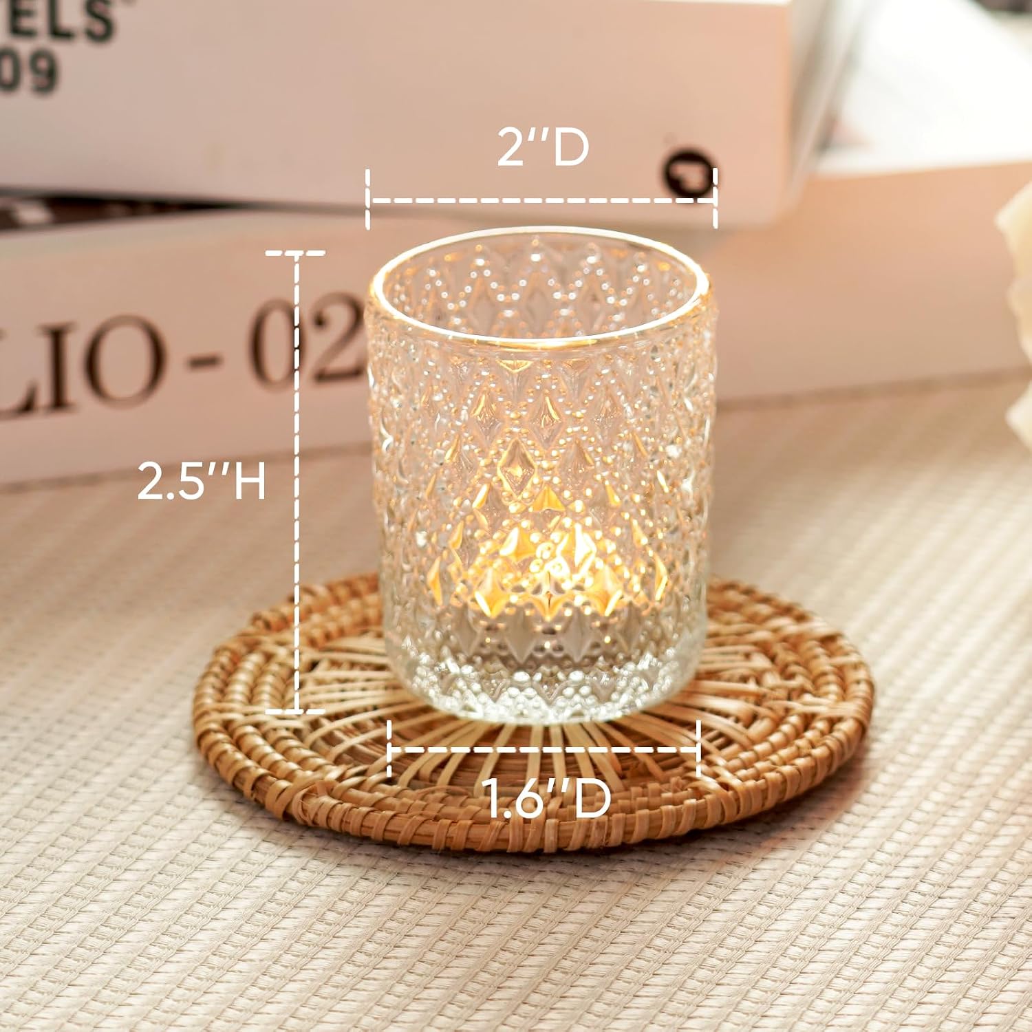 Homemory 12 Pack Clear Glass Votive Candle Holders, Tealight Candle Holder, Vintage Candle Holders Bulk for Table Centerpieces, Christmas, Baby Showers, Birthday, Wedding, Party
