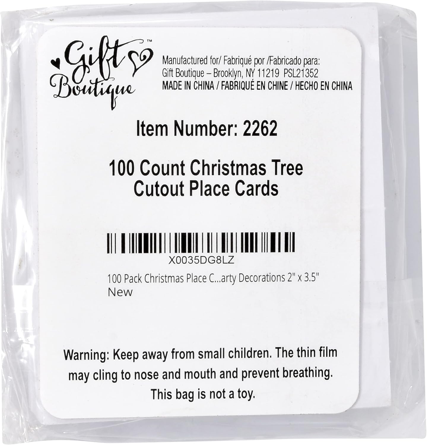Gift Boutique 100 Pack Christmas Place Cards Holiday Seating Name Card Die Cut Xmas Tree Table Setting Folded Paper Tent Cards for Dinner Wedding Tables Placement Party Decorations 2" x 3.5"