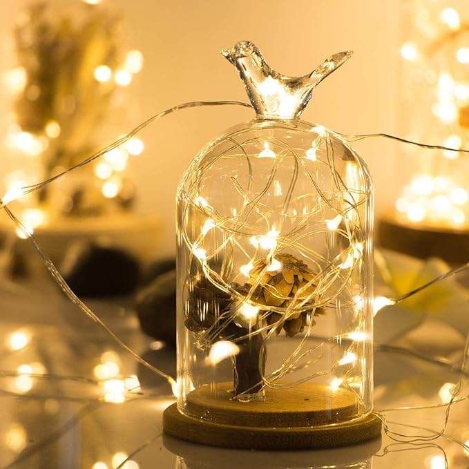 ANJAYLIA 4 Pack Fairy Lights 16.4ft 50 LED String Lights Battery Operated Mini Twinkle Starry Lights for Wedding, Party, Christmas, Decor, Warm White