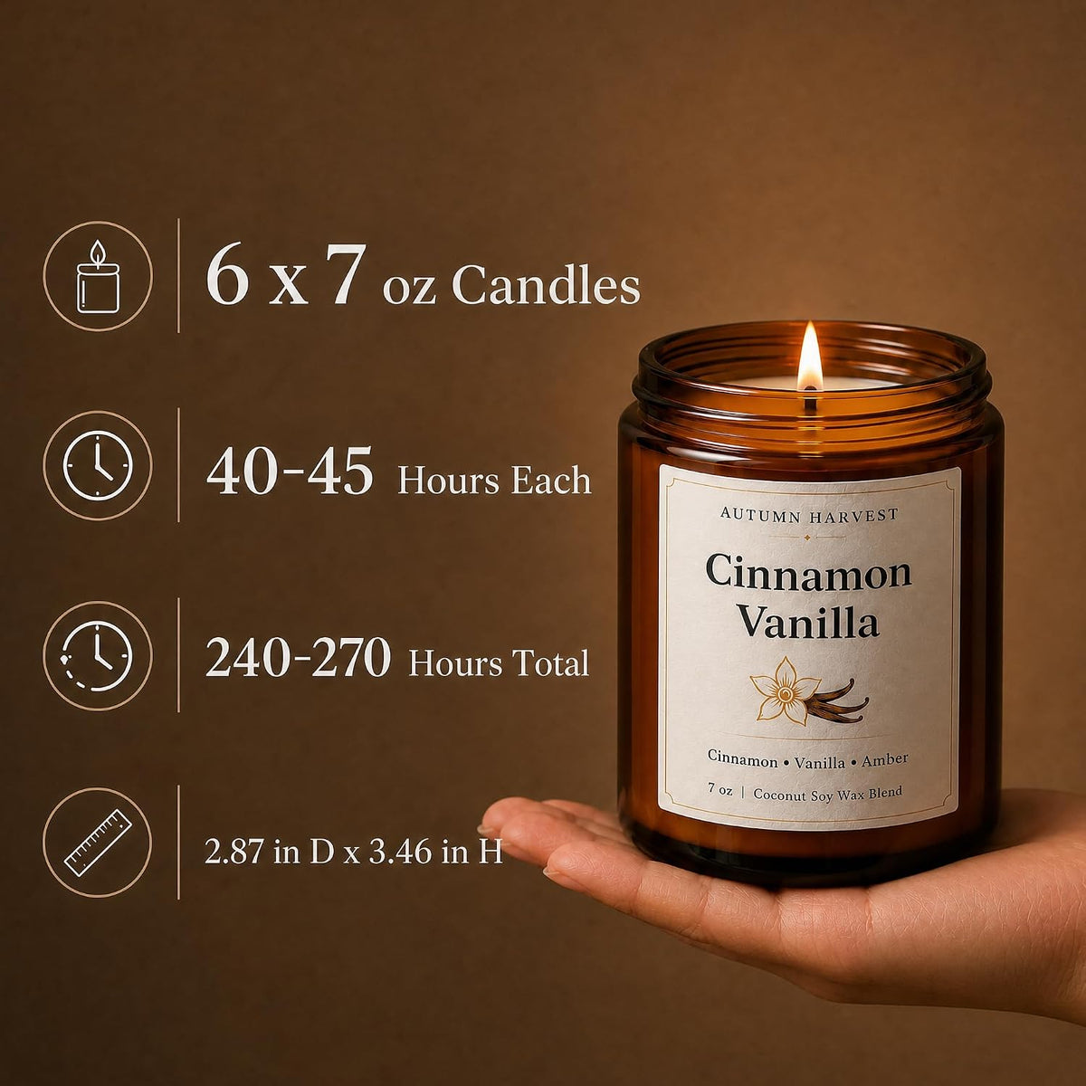 Fall Scented Candle Set of 6, 7 oz Soy Candles for Home, Autumn Gift Set