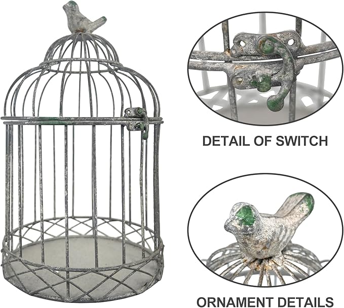 Rustic Farmhouse Metal Planter Holder Vintage Birdcage Candle Holder Distressed Deractive Flower Stand for Wedding Decor Party Centerpieces Garden Home Patio Outdoor Indoor Decor