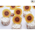 GEORLD Edible Cake Topper Wafer Sunflower Cupcake Decoration by Wafer Paper,36 Counts,Flat not 3D