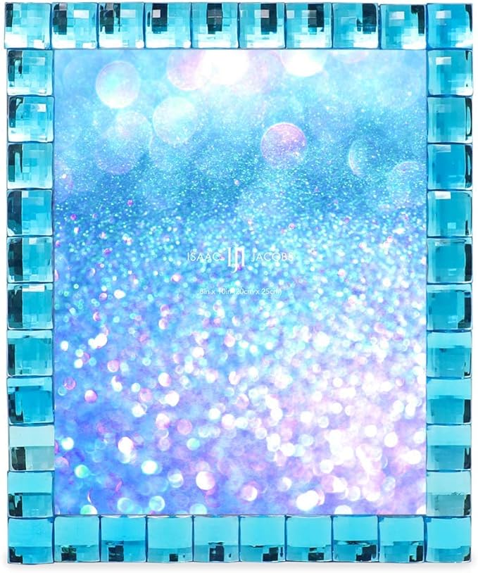 Isaac Jacobs Decorative Sparkling Turquoise Jewel Picture Frame, Photo Display & Home Décor (8x10, Turquoise)