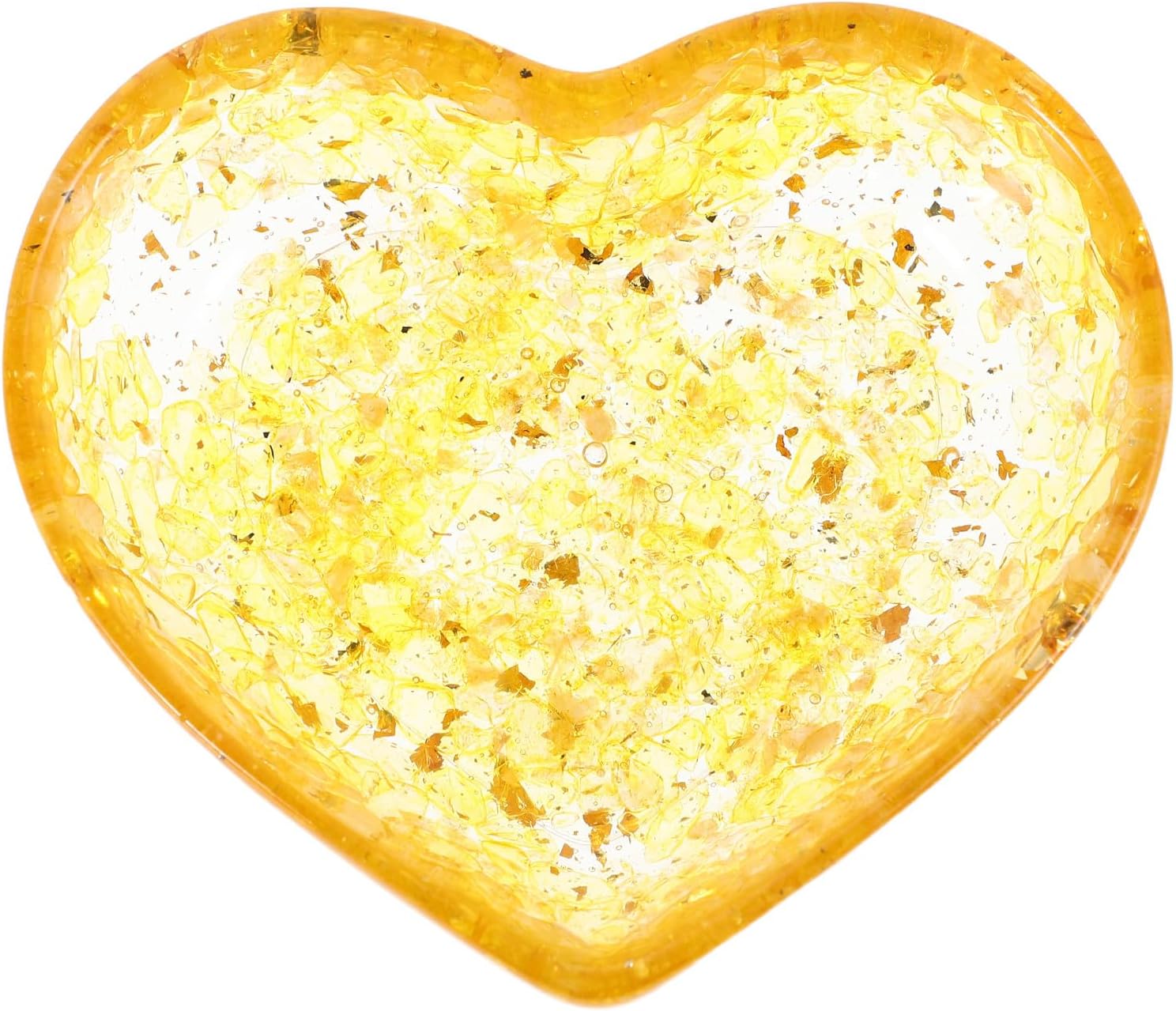 Heart Shaped Resin Candle Holder Natural Crystal Gravel, Built to Last Decorative Bowl for Living Room and Home Decor, Versatile Usage and Unique Texture Yellow Candle Stand