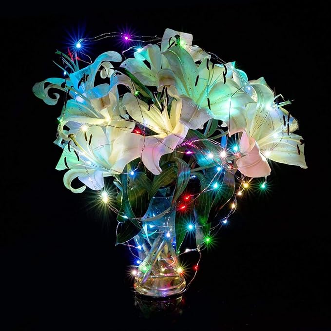 ZNYCYE 50 LED Fairy Lights with Timer, 6 Pack 8.2 Ft 8 Modes Battery Operated String Lights, Multi-Color for DIY Wedding Bedroom Mason Jar Vases Table Party Christmas Decoration