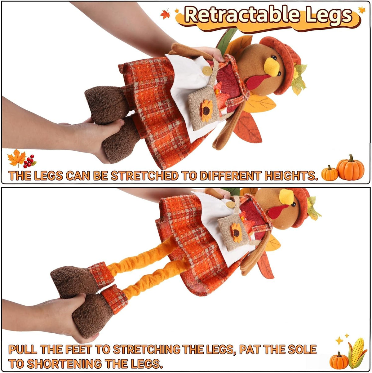2 Pack Standing Thanksgiving Turkey Couple with Stretchable Legs 23" to ...