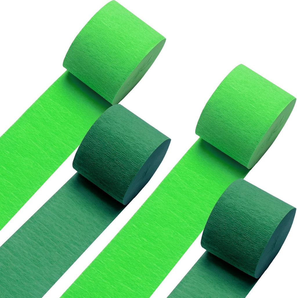 4Rolls Crepe Paper Streamers for Wedding Decorations, Green Paper Streamers for Birthday Bachelorette Party Bridal Baby Shower, Anniversary Party Backdrop Decorations