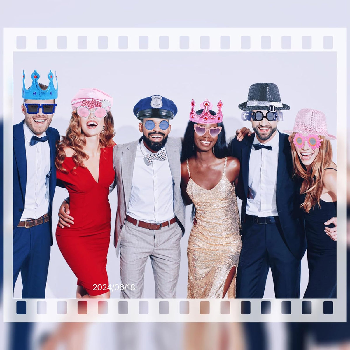 18 Pcs Fun Photo Booth Props Set for Adults, Novelty Funny Hats and Party Sun...