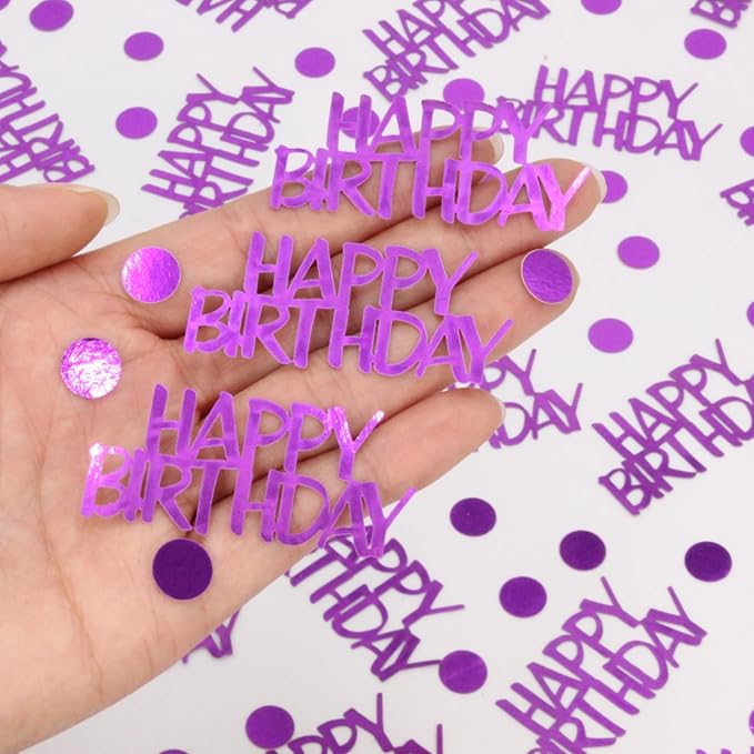 Birthday Confetti - Purple Happy Birthday Decorations, 270 Pcs