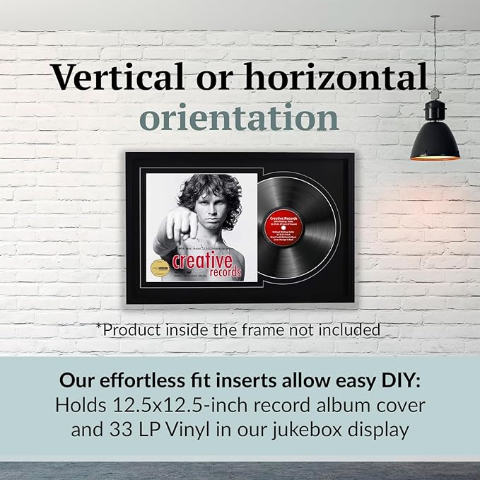 Creative Picture Frames 16" x 24" Jukebox Vinyl Frame Display with Double Matting, LP Record Album Frame for Wall Decor, Black/Black, 1 Count
