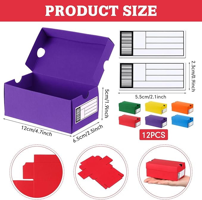 12 Sets Mini Shoe Gifts Boxes for Party Favors 4.7 x 2.5 x 2 Inch Sports Mini Sneaker Box with Editable Label for Candies Cookies Snacks (Multicolor,4.7 x 2.5 x 2 Inches)
