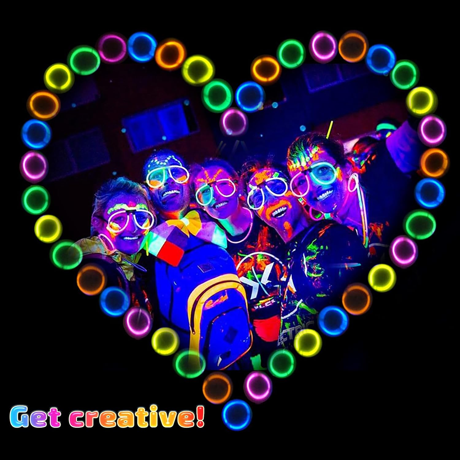 HONLYNE 100 Pack Glow Sticks Party Favors Bulk, 8" Glow in the Dark Party Supplies, Party Favors for Kids 8-12, Neon Glow Stick Bracelets & Necklaces for Raves, Halloween, Christmas, Birthdays