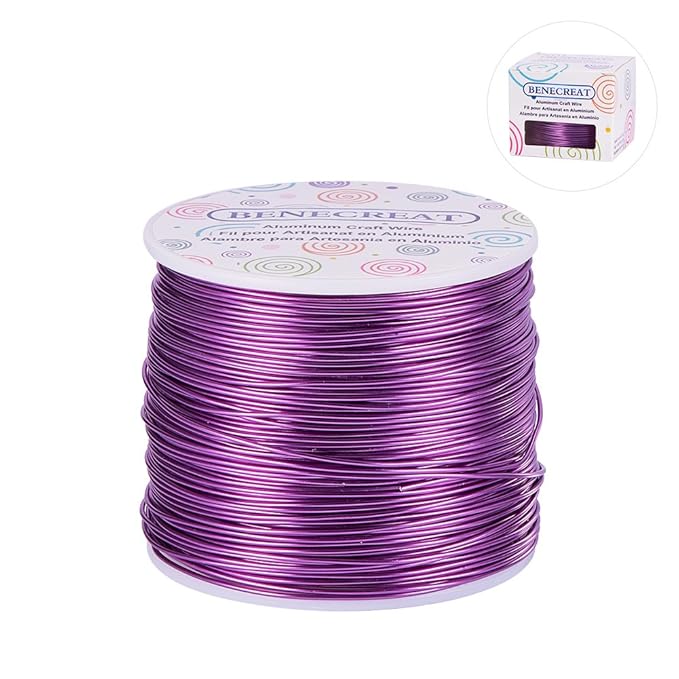 BENECREAT 18 Gauge Jewelry Craft Aluminum Wire 492 Feet Bendable Metal Sculpting Wire for Craft Floral Model Skeleton Making (Purple, 1mm)