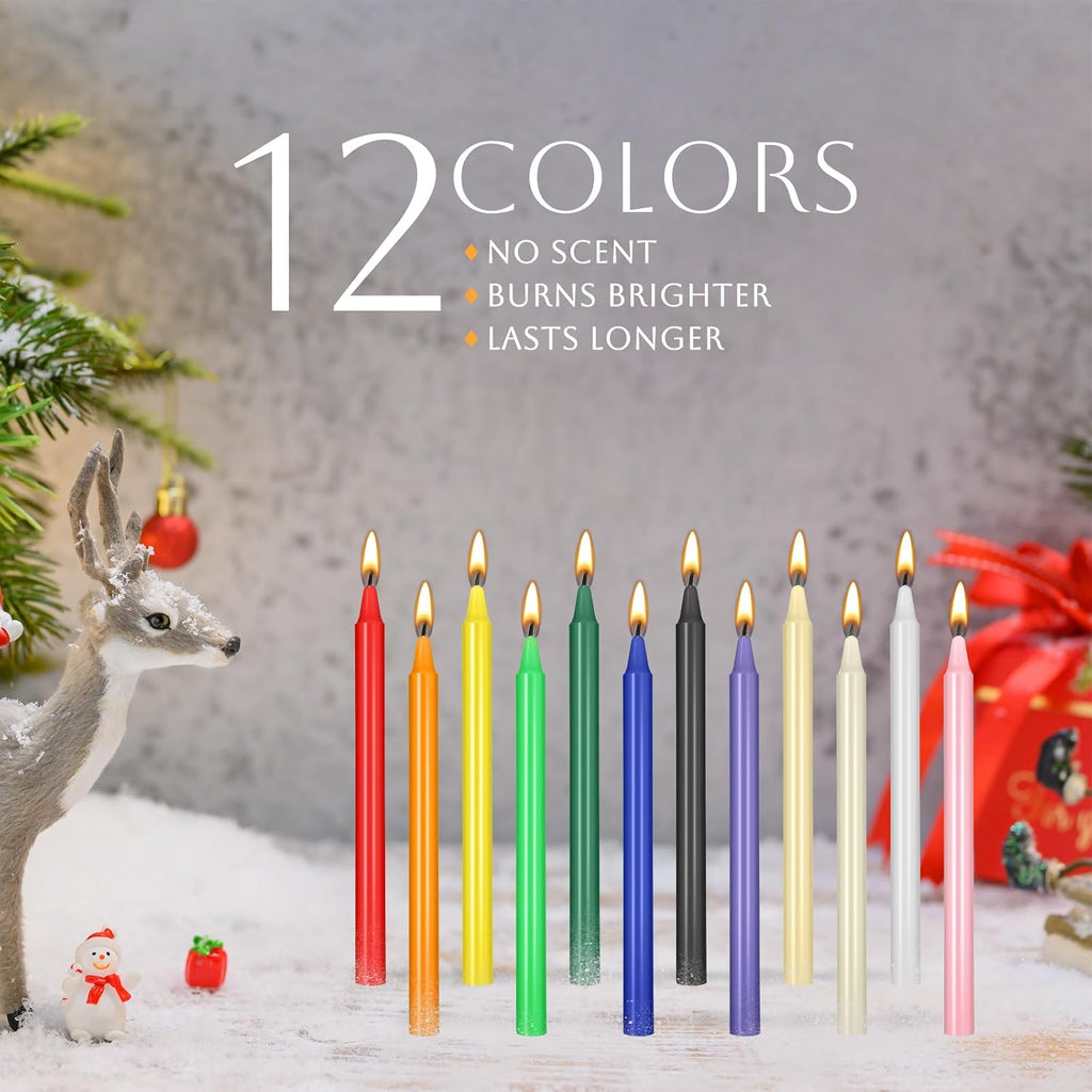 24 pcs Colored Candle Chime,Spell Candles Unscented Colored Candles Mini Taper,16cm-6.5Inch Tall 0.4 Inch Diameter, Candle Holder Rituals, Prayer, Meditation (24, 16cm)