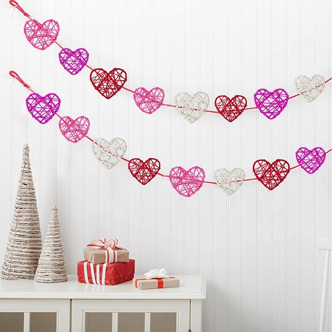 36pcs Valentine's Day Rattan Balls Heart Balls Decoration for Home Decoration Valentine's Day