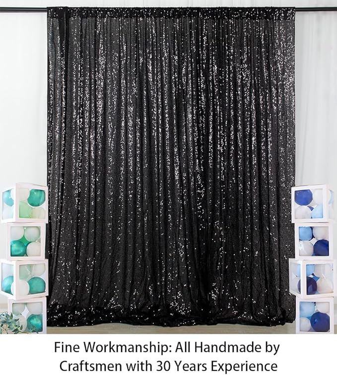 ShinyBeauty PHOTOBOOTH Background Best Choice-4FTx7FT-Black-Sequin backdrops, Sequin Fabric,Wedding backdrops,Rust Backdrop,Sequin Curtains,Photography Backdrop (Buy it Now) (Black)