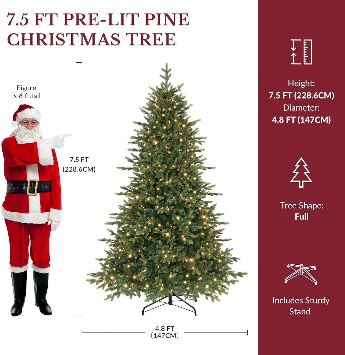 shareconn 7.5ft prelit artificial fir christmas tree with shown in use