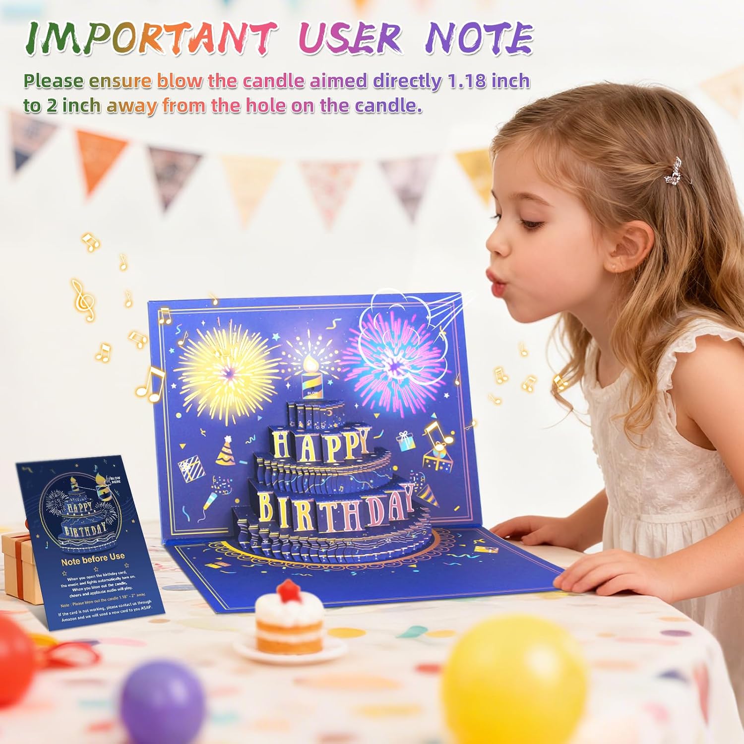 MZD8391 3D Pop Up Birthday Cards, Musical LED Lights Birthday Cards, Greeting Cards, Birthday Gifts for Mom Women Men Kids Child Dad Father Wife