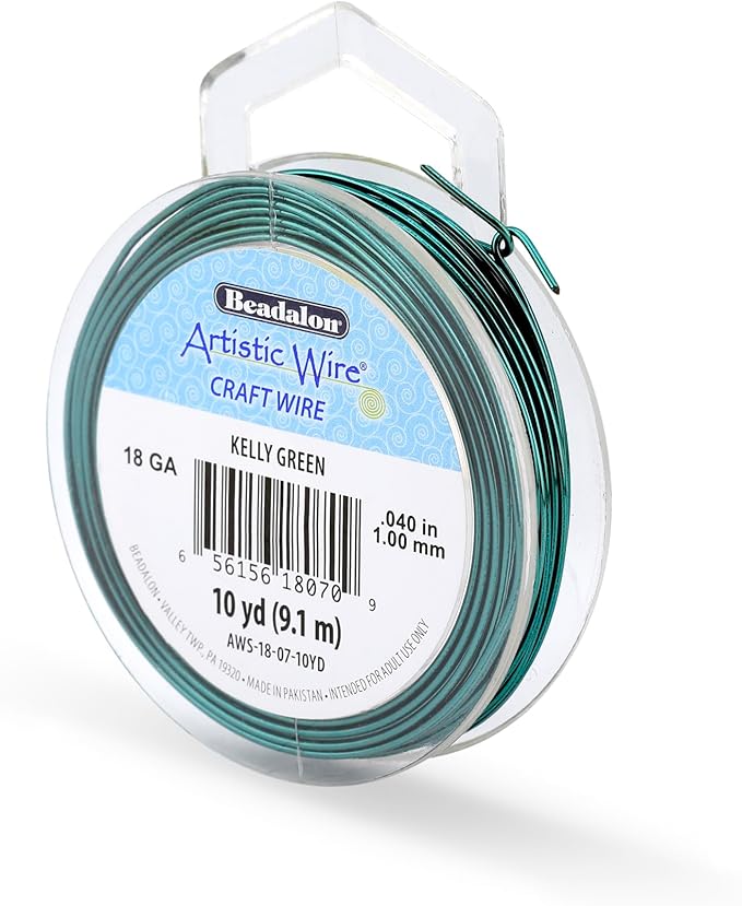 Artistic Wire, 18 Gauge Tarnish Resistant Colored Copper Craft Wire, Kelly Green, 10 yd