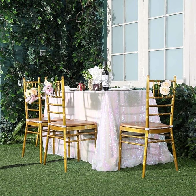 SquarePie Sequin Tablecloth 50 x 72 Inch Iridescent Sparkly Table Linen for Wedding Party