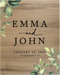 Andaz Press Large Wooden Welcome Sign for Wedding, Rustic Welcome Sign 16" x 20" Custom Names Greenery Leaves Wedding Signage English Oak MDF Wood Finish Wedding Reception Indoor Outdoor Signs