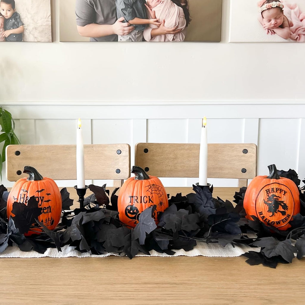 cqure 7 pack black fall leaf garland, total, close-up detail
