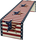 4th of July Table Runner, Patriotic Independence Day American Stars Stripes Flag Print Table Runner for Farmhouse Kitchen Dining Holiday Birthday Party, 13x70inch