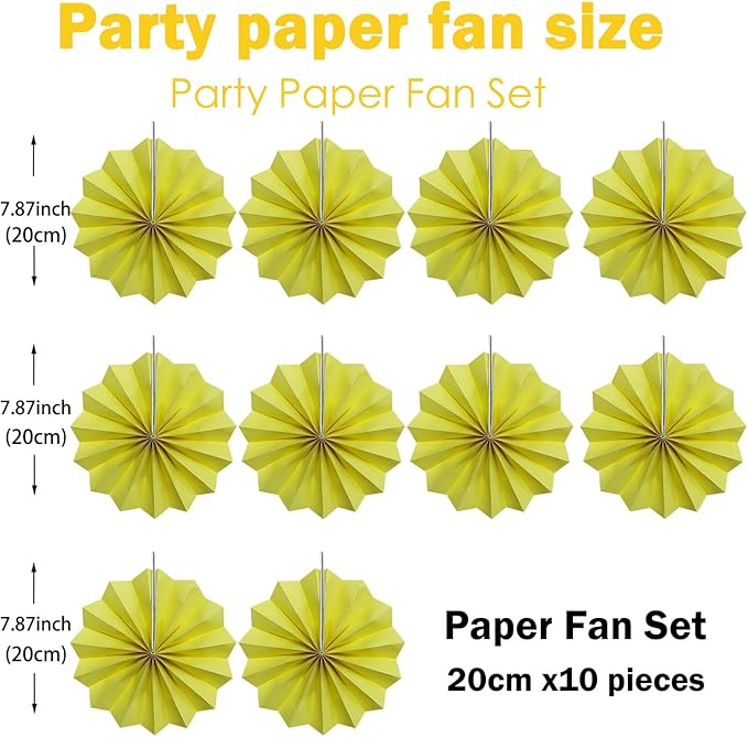Yellow Party Decorations,Paper Decorations for Party,Lemon Decorations Party Paper Fans Bulk 8in,Anniversary Decorations for Part 30 Color DIY Set （Lemon Yellow）