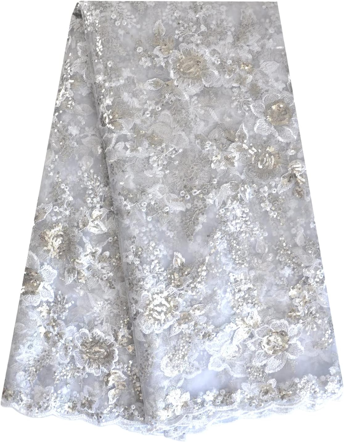 african lace fabric 5 yards sequins 2-color embroidery, main product view