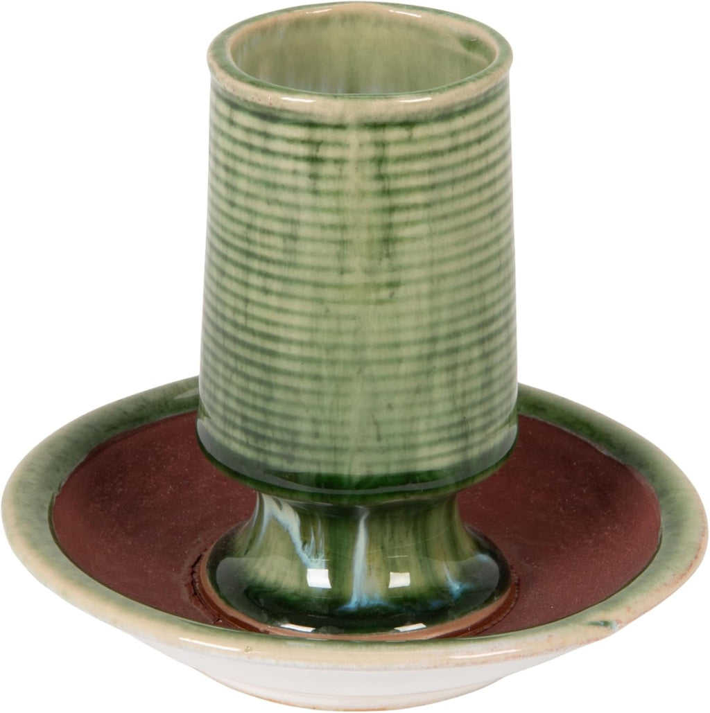 Creative Co-Op Stoneware Match Holder with Striker Plate, Reactive Glaze, Green (Each One Will Vary)
