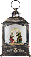 Wondise Christmas Muscal Snow Globe with Timer, USB Plug-in & Battery Operated Spinning Water Glitters Lighted Singing Snow Globe Lantern for Christmas Decorations
