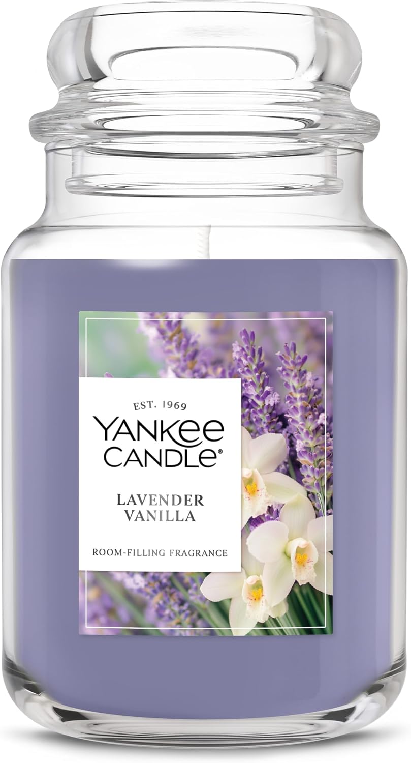 Yankee Candle Lavender Vanilla Scented Candle, 22oz Large Jar with up to 150 Hour Burn Time, Giftable