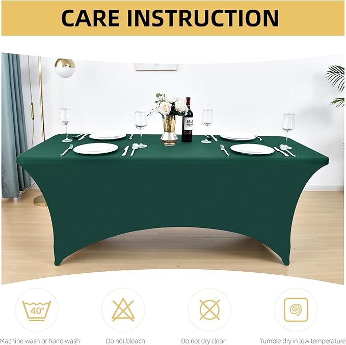 2-Pack 6ft Spandex Table Covers for Rectangle Standard Folding Tables - Wrinkle Resistant Stretch Tablecloths - Ultimate Fitted Table Protector for Parties, Trade Shows, Banquet