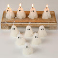 Jutom 10 Pcs Halloween Ghost Candles White Burning Candles Soy Wax for Halloween Home Table Party Decorations(Classic)