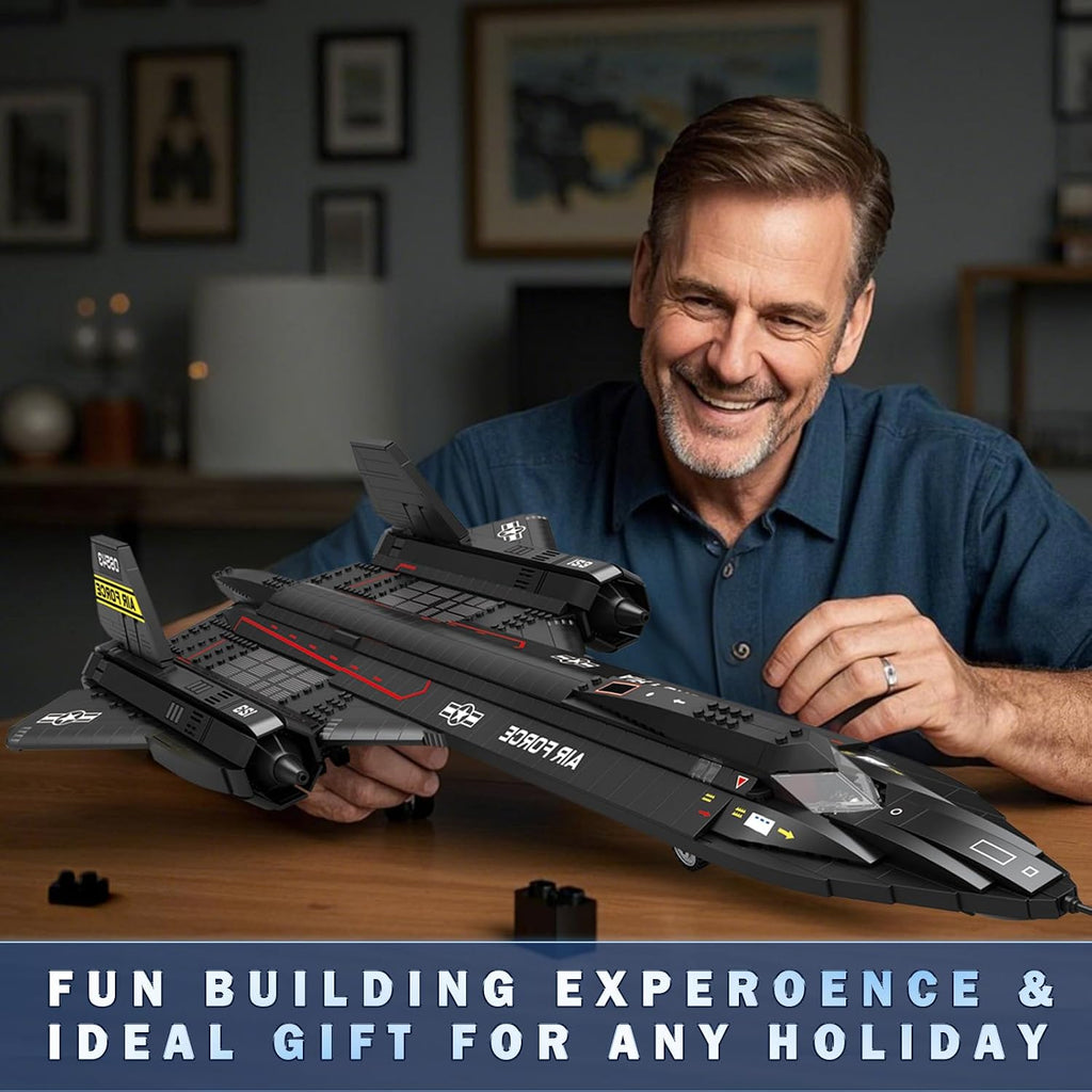 reobrix sr-71 blackbird building set, 1775 pcs military on a desk or shelf