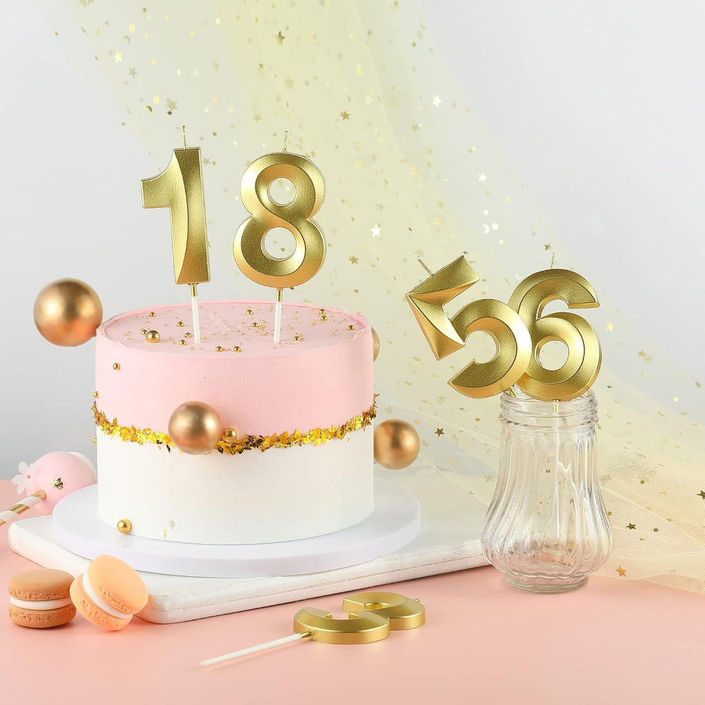 2.76 Inch Diamond Gold 8 Number Birthday Candles, Gold & Cake Number Candles, Party Celebration