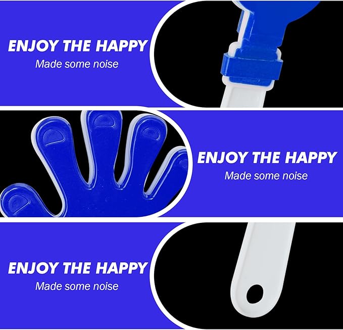 12 Pcs Hand Clappers Noisemakers 7.5 Inch Clappers Noisemakers Plastic Hand Clappers for Birthdays Game Football Sporting Events Cheers Supplies Dance Basketball Football Noisemakers (Blue and White)